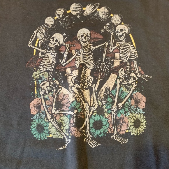 Mighty Fine sweatshirt X-Small Dancing Skeletons Black Oversized Halloween - Picture 2 of 7